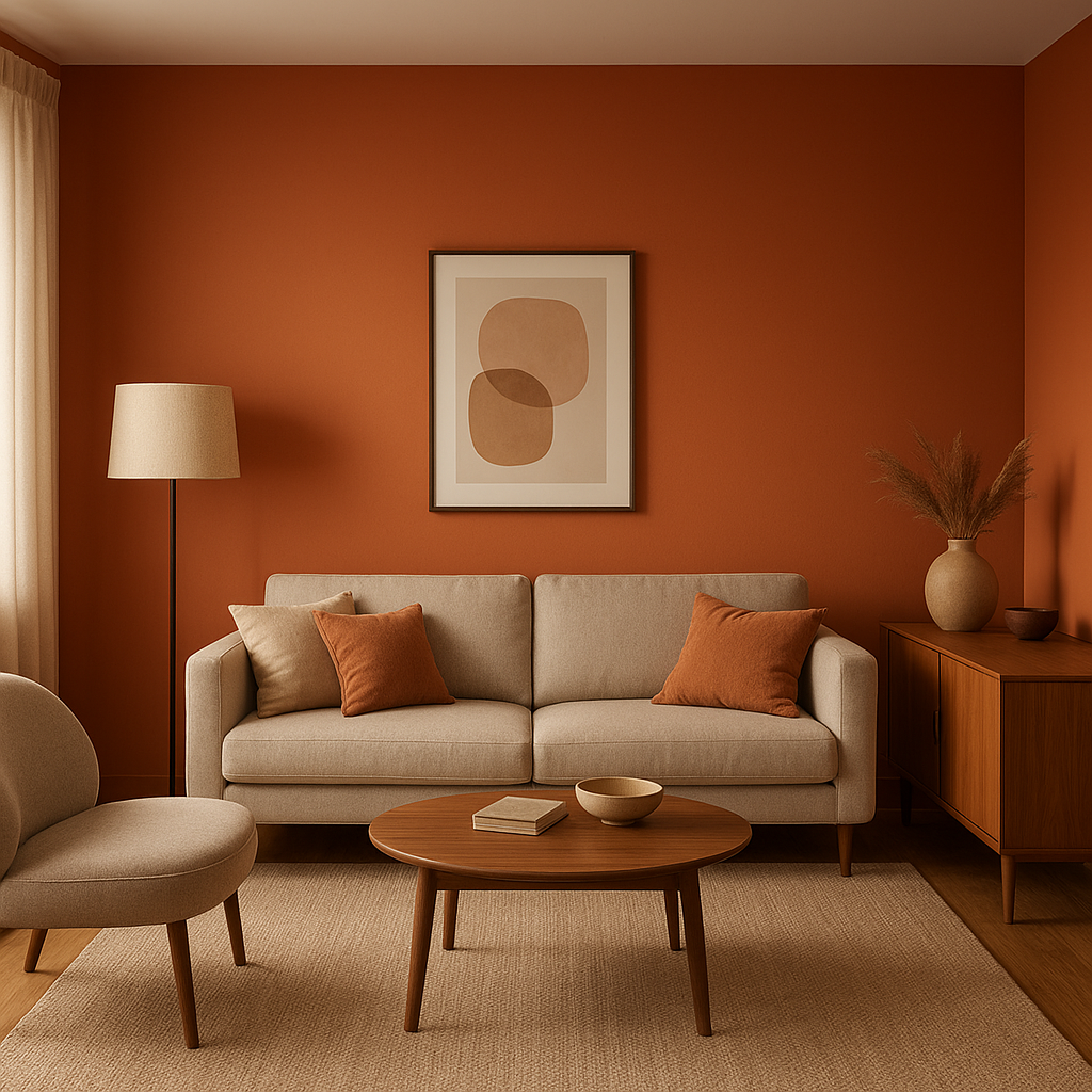 Exemple de mur d’accent dans un salon avec une peinture adaptée