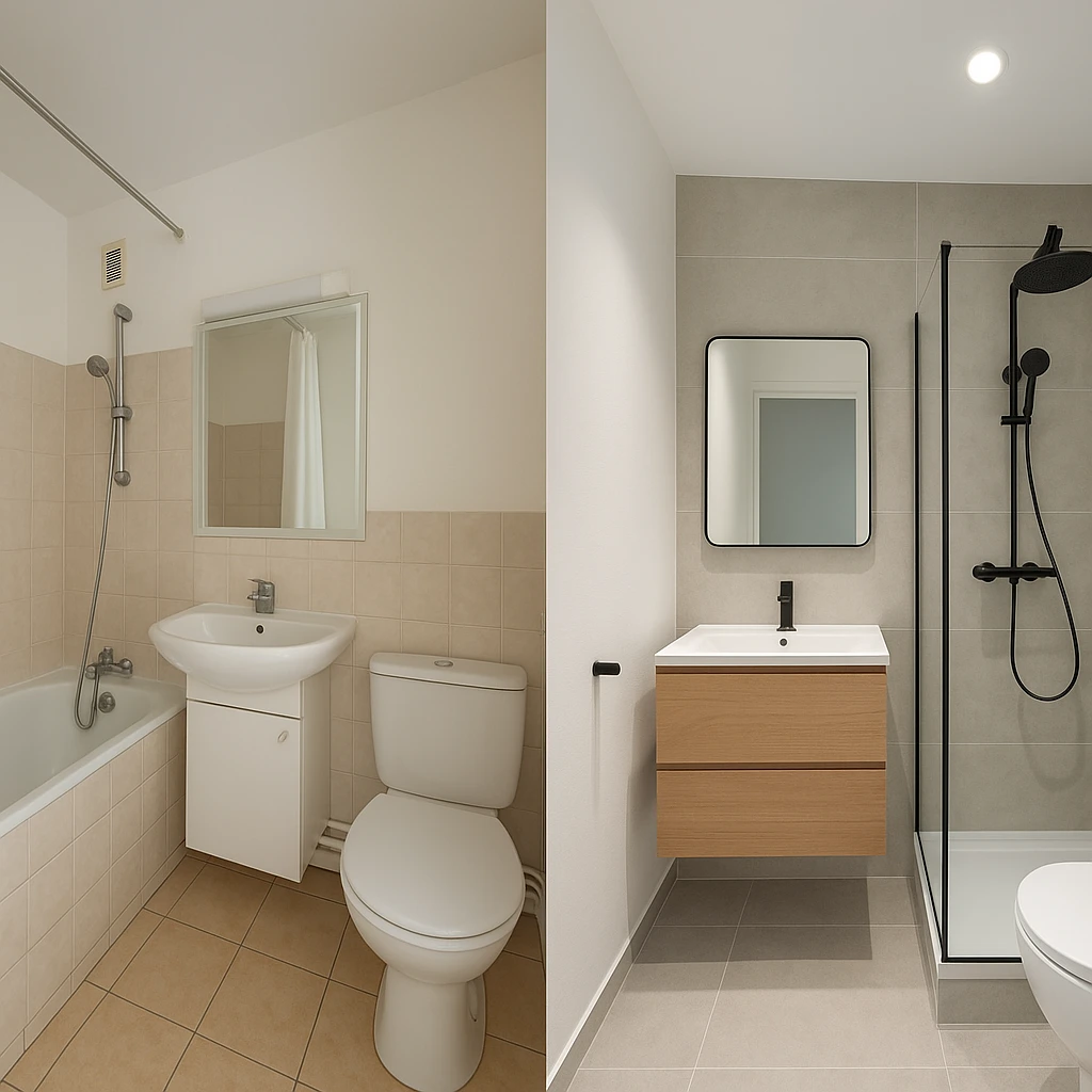 Rénovation de salle de bain : budget moyen, postes de coûts et économies possibles 3 Exemple de rénovation de salle de bain optimisée