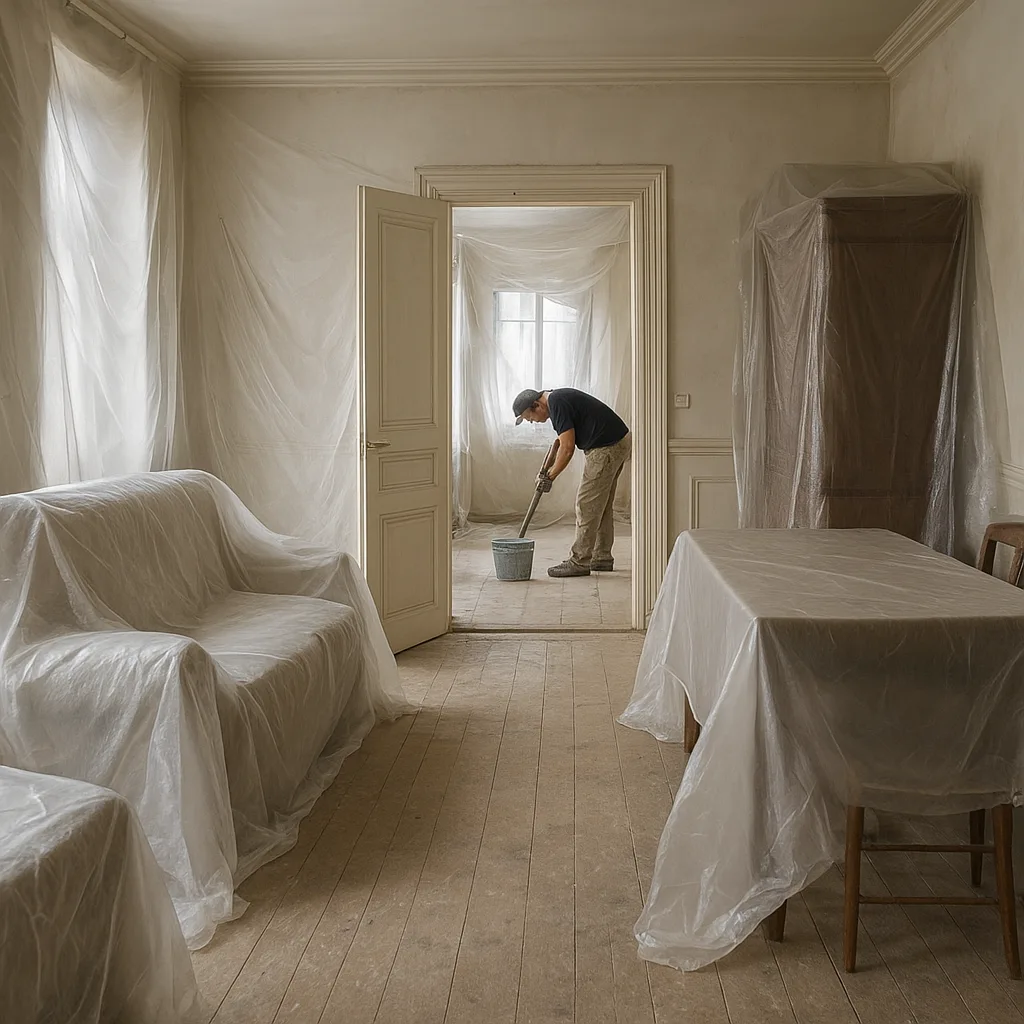 Peut-on vivre dans une maison en rénovation ? Avantages, limites et précautions 2 Maison en rénovation habitée avec protection des espaces et organisation du chantier