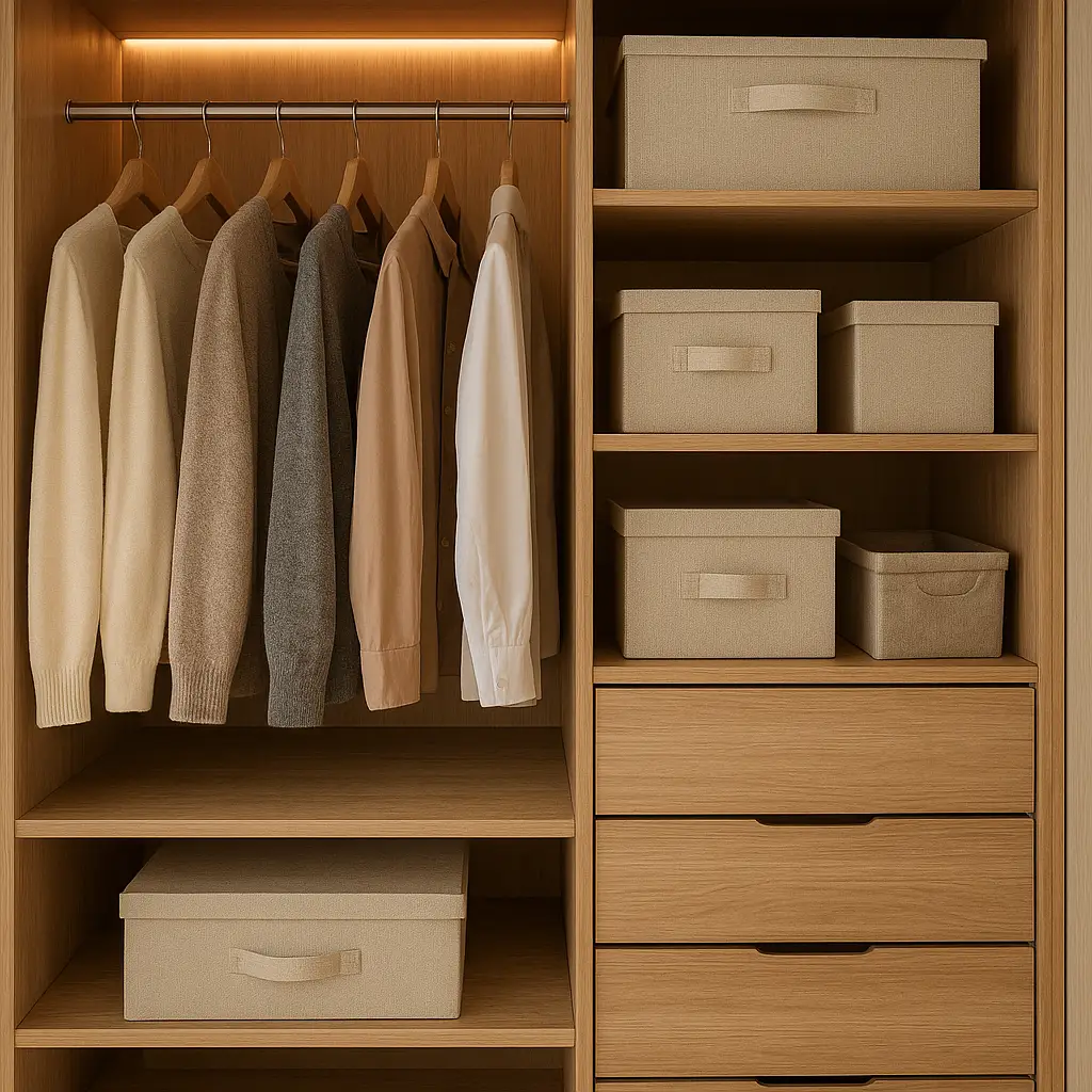 Comment aménager un dressing pratique dans une chambre ou un couloir ? 3 Modules et éclairage intégrés dans un dressing fonctionnel