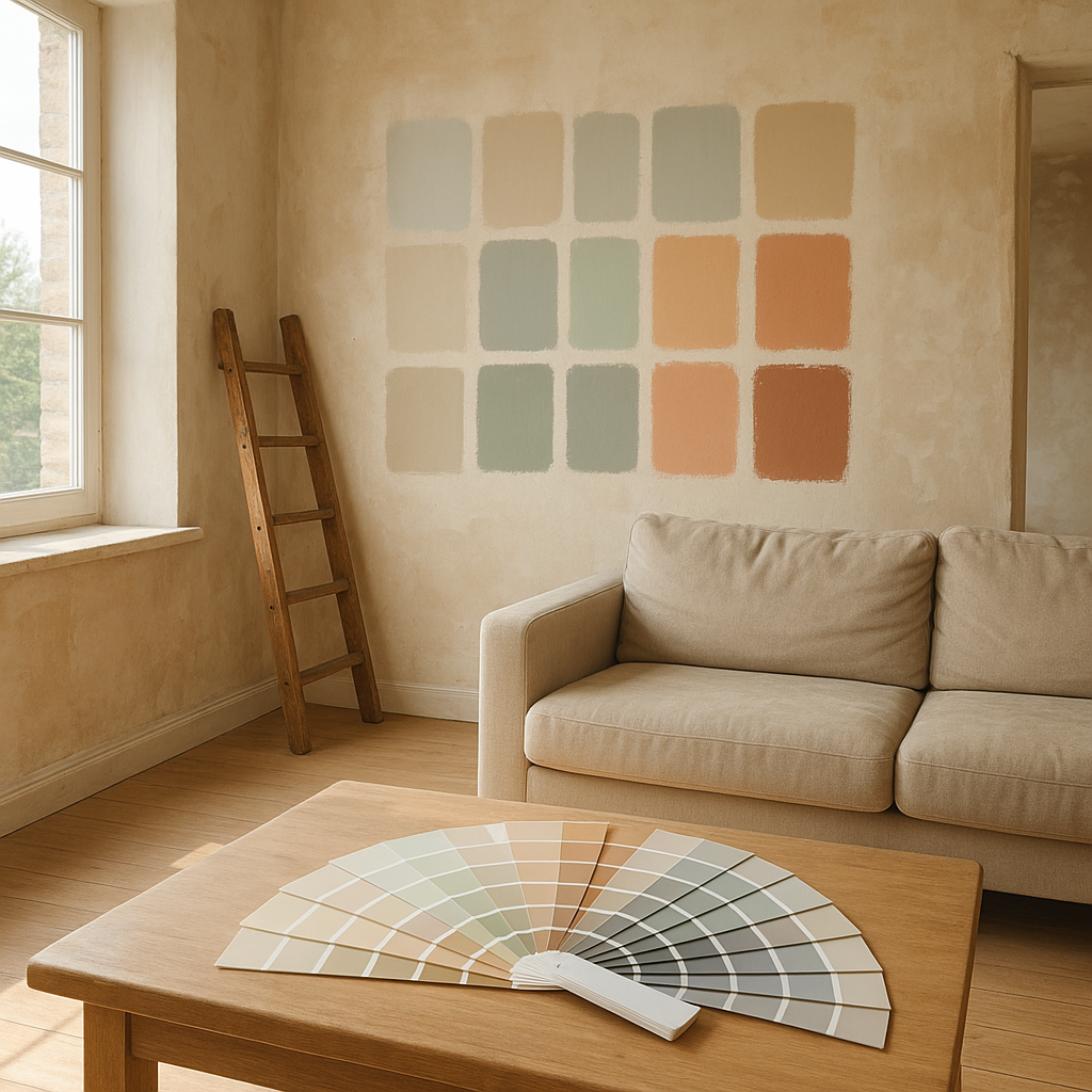 Nuancier de peinture pour choisir la couleur des murs du salon