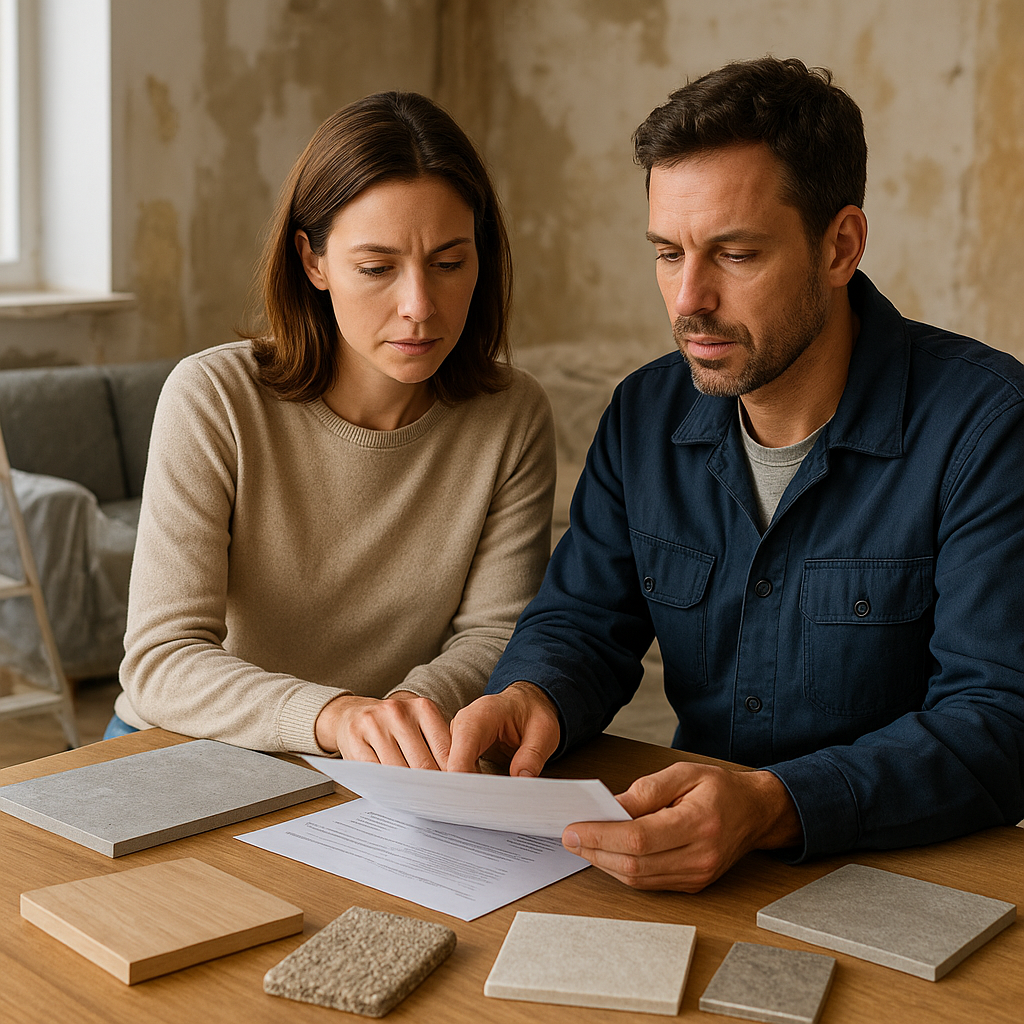 Devis travaux de rénovation : les 12 points à vérifier avant de signer 3 Personnes en train de vérifier un devis de travaux de rénovation