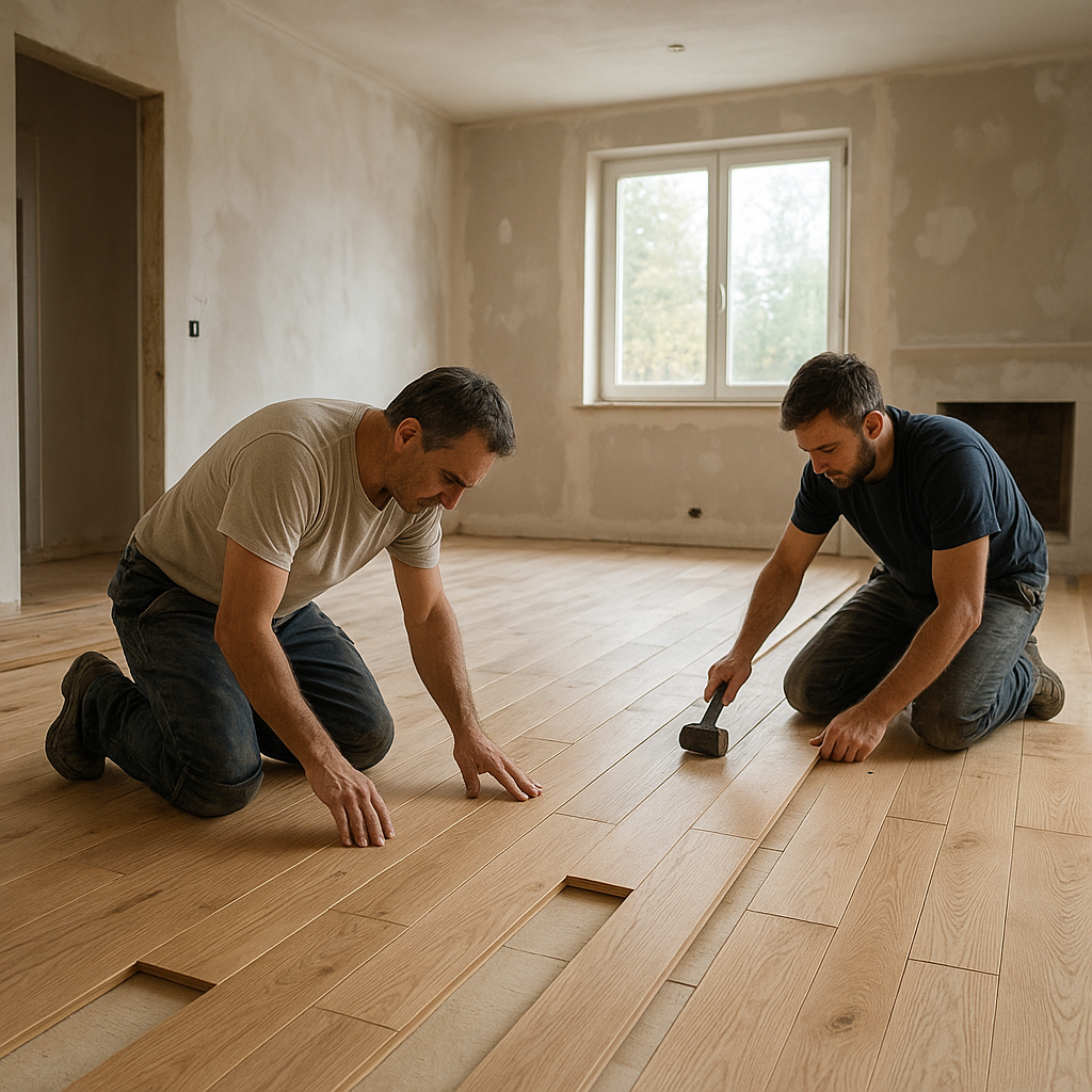 Prix de pose d’un parquet au m² : combien prévoir selon le type de parquet ? 2 Pose d’un parquet massif dans un intérieur en rénovation