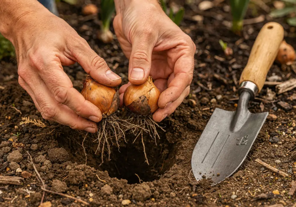 Quand planter les bulbes à fleurs ? Calendrier complet mois par mois 2 Planter des bulbes de printemps dans une terre bien préparée